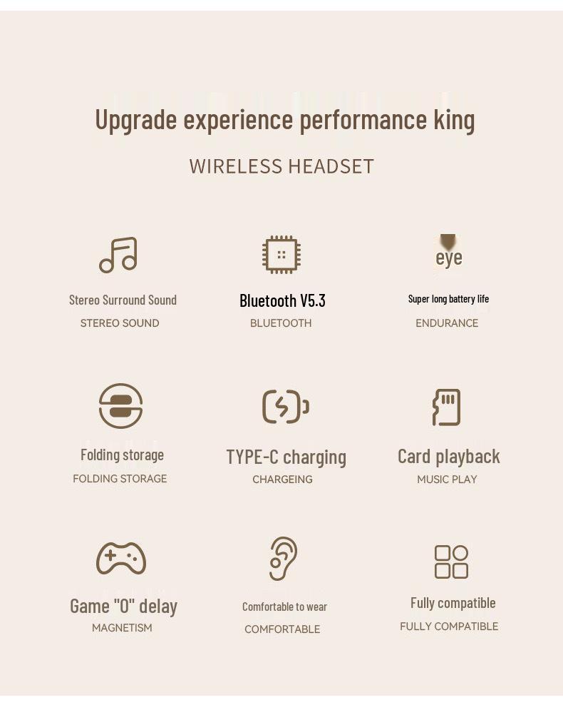 Беспроводные полноразмерные наушники Bluetooth P2961 - Длительное время работы от аккумулятора, Беспроводные, для спорта и игр