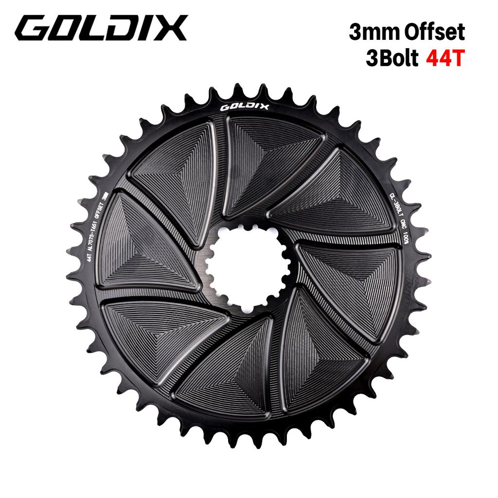GOLDIX AERO Звезда шатуна 3-болтовая смещение 3 мм Велосипедная звезда Широкие и узкие зубья CNC Полая резка Обработка для 3-болтового шатуна