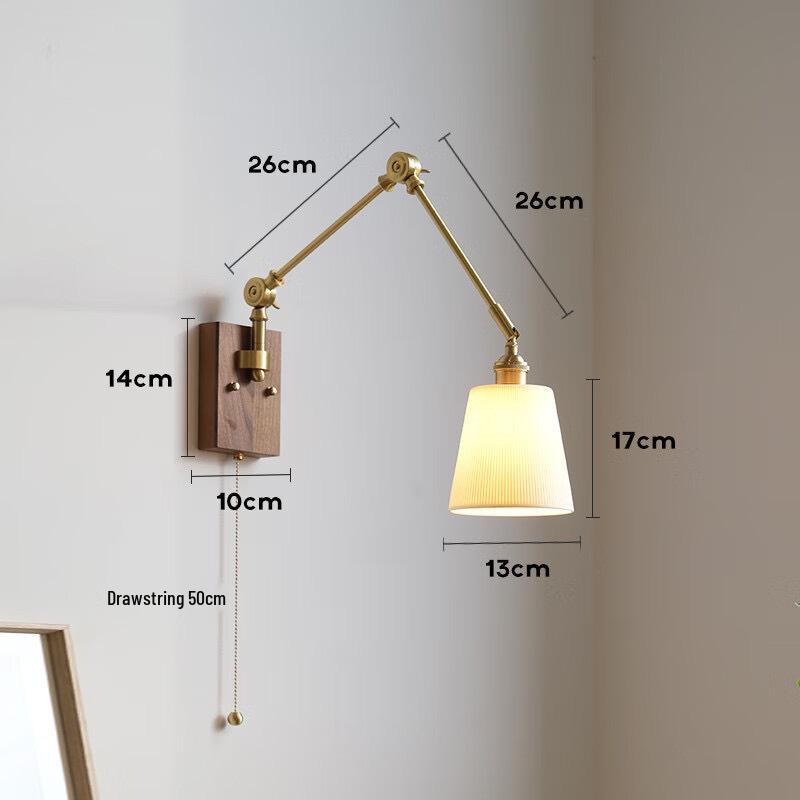 Used Copper French Retro Wabi-Sabi Style Swing Arm Wall Sconce for Bedroom or Living Room.