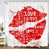 Happy Valentines Day Shower Curtains Bathroom Curtain Rose Love  Kiss Red Lips Romantic Decor Shower Bath Waterproof Fabric