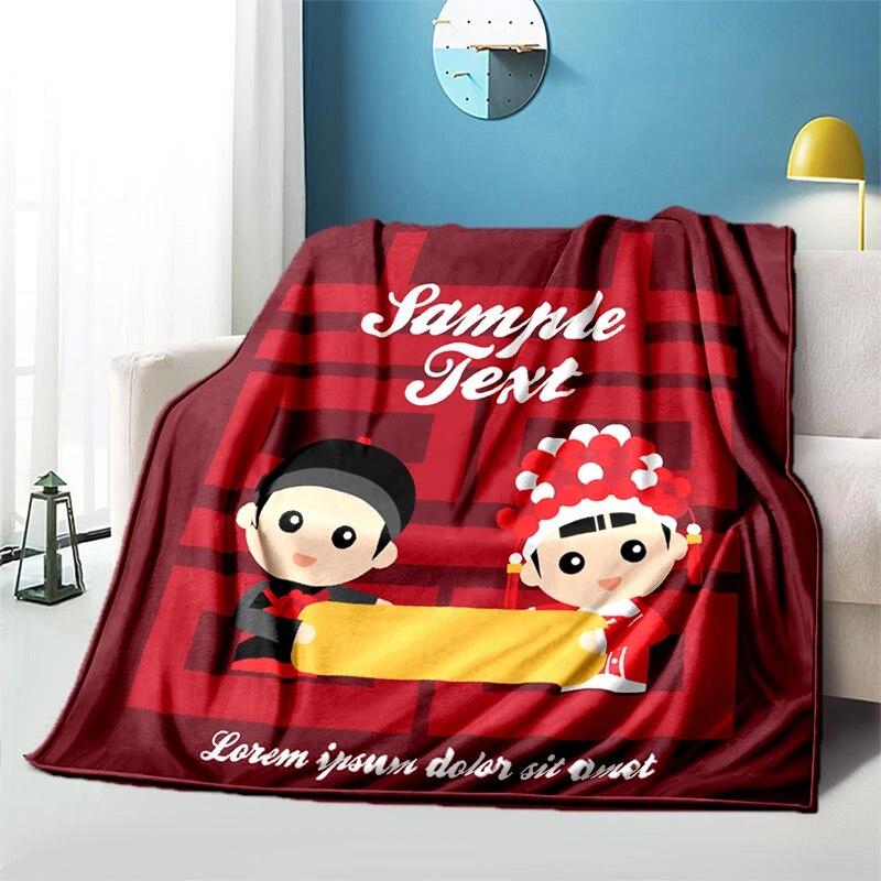 Китайское свадебное плюшевое покрывало с героями мультфильмов, тонкие одеяла для пикника, современное фланелевое одеяло Gedruckt Bettdecke Geschenk