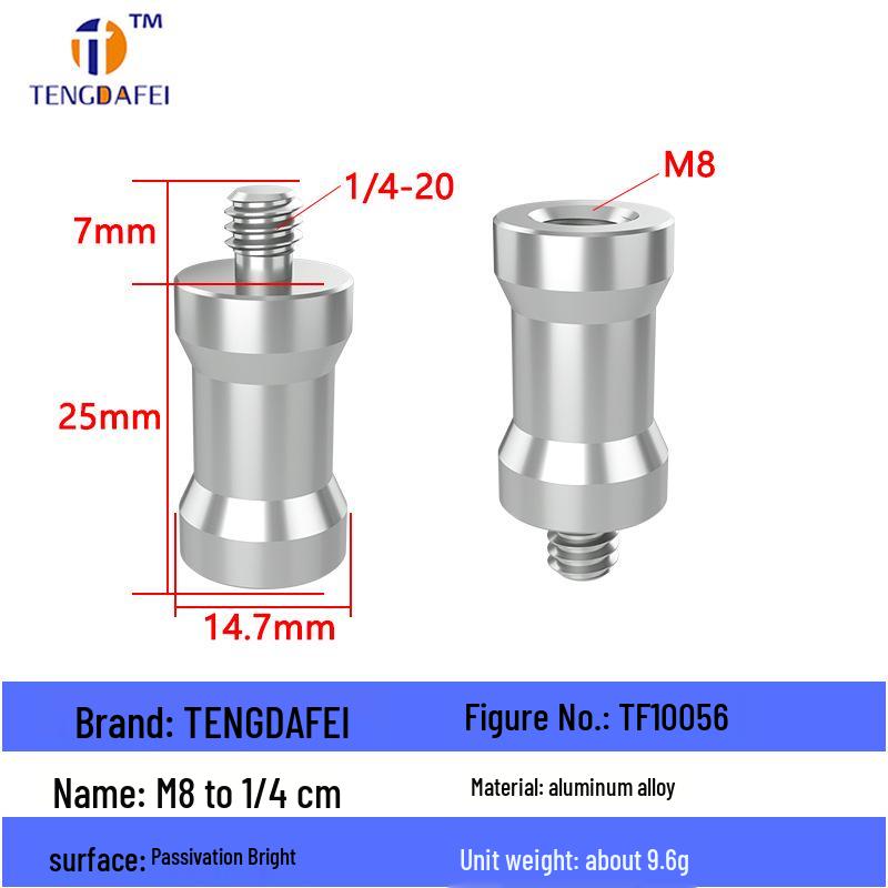 Reversible 1/4" Male To 3/8" Female Adapter for Camera Tripod Ball Head with M4-M8 Conversion Screws
