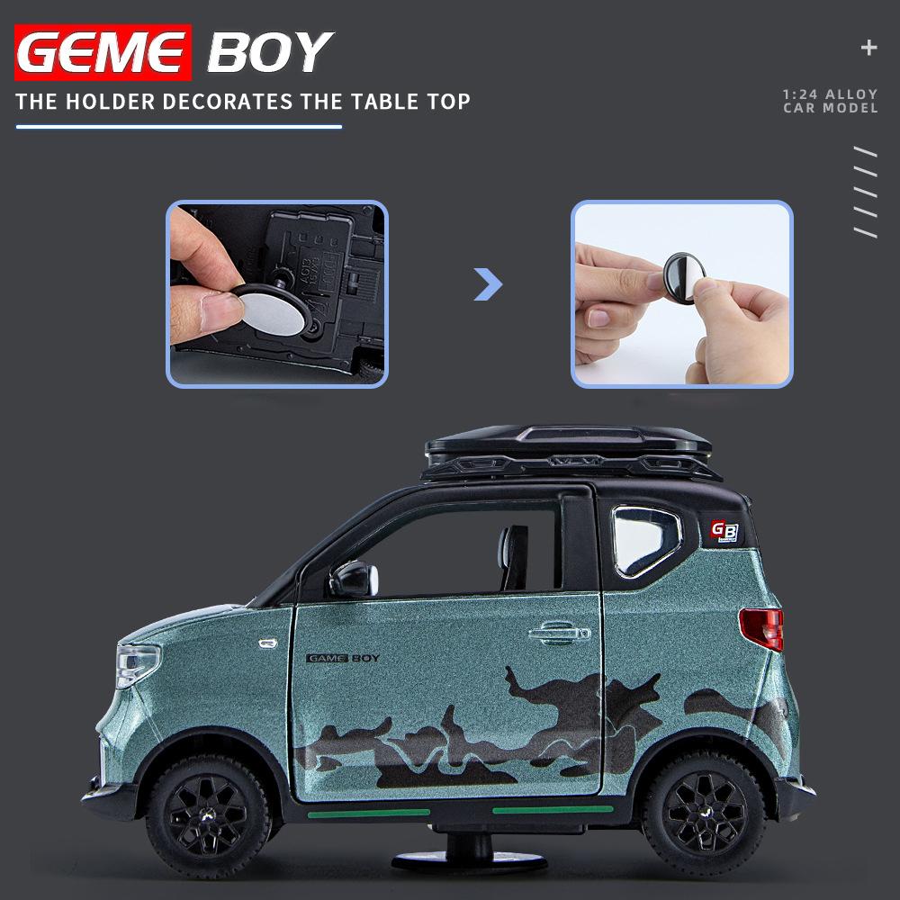 1/24 WuLing MINI EV GAME BOY Alloy Car Diecasts & Toy Vehicles Car Model Sound and Light Pull Back Car Toys for Kids Gifts