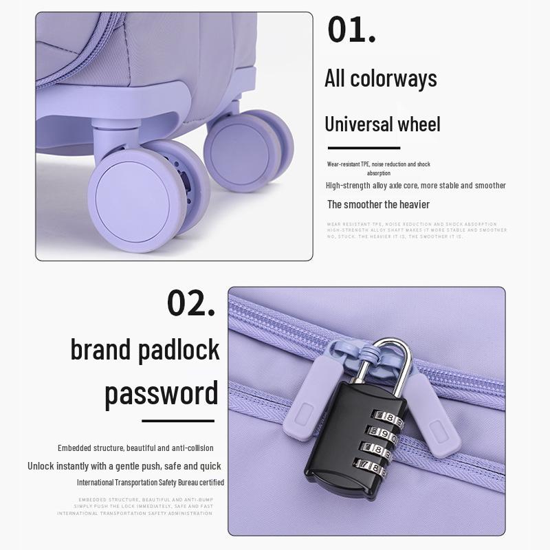 Женский сверхлегкий дорожный чемодан ручной клади 2025 года: Тканевый чемодан 20 дюймов с замком, доступен вариант 24 дюйма.