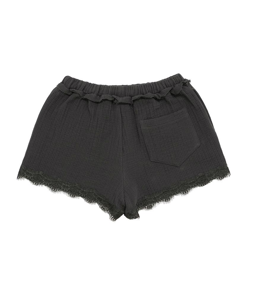 HETIT Cotton Quilted Lace Shorts (Charcoal)