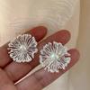 Exaggerated Metal Irregular Flower Stud Earrings For Women Fashion Pearl Hollow Earrings Personality Party Jewelry Party Gifts