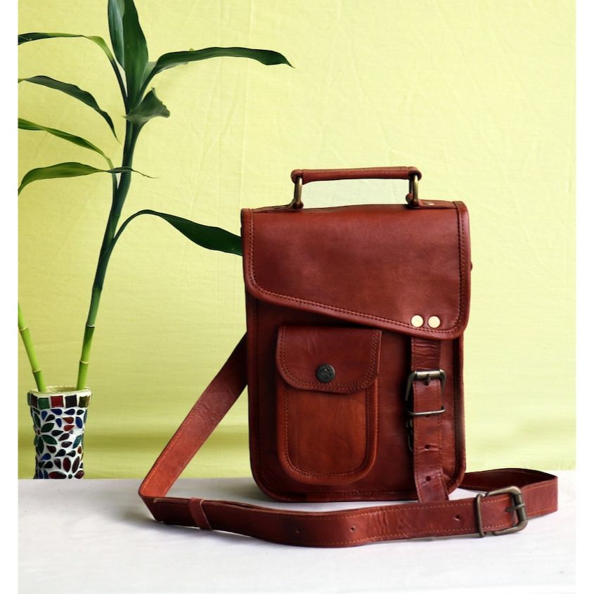 Маленькая кожаная сумка-саквояж ручной работы, сумка для iPad, офисная сумка, подарок для мужчин и женщин, потертая сумка через плечо