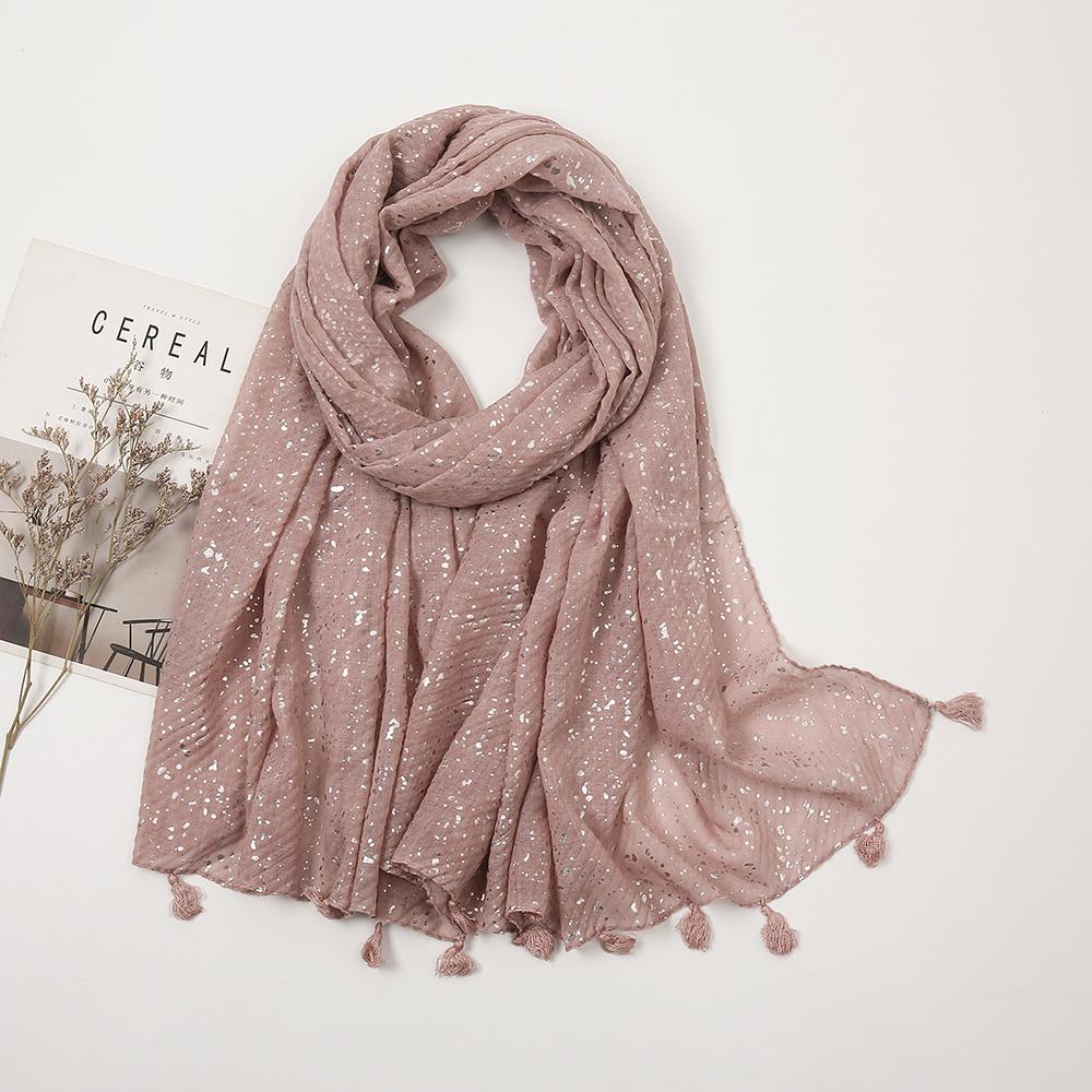 Блестящие мусульманские хиджабы, хлопковый шарф для женщин, большой размер, длинные шали, палантины, обертывания, исламский тюрбан, головной платок 190*85см