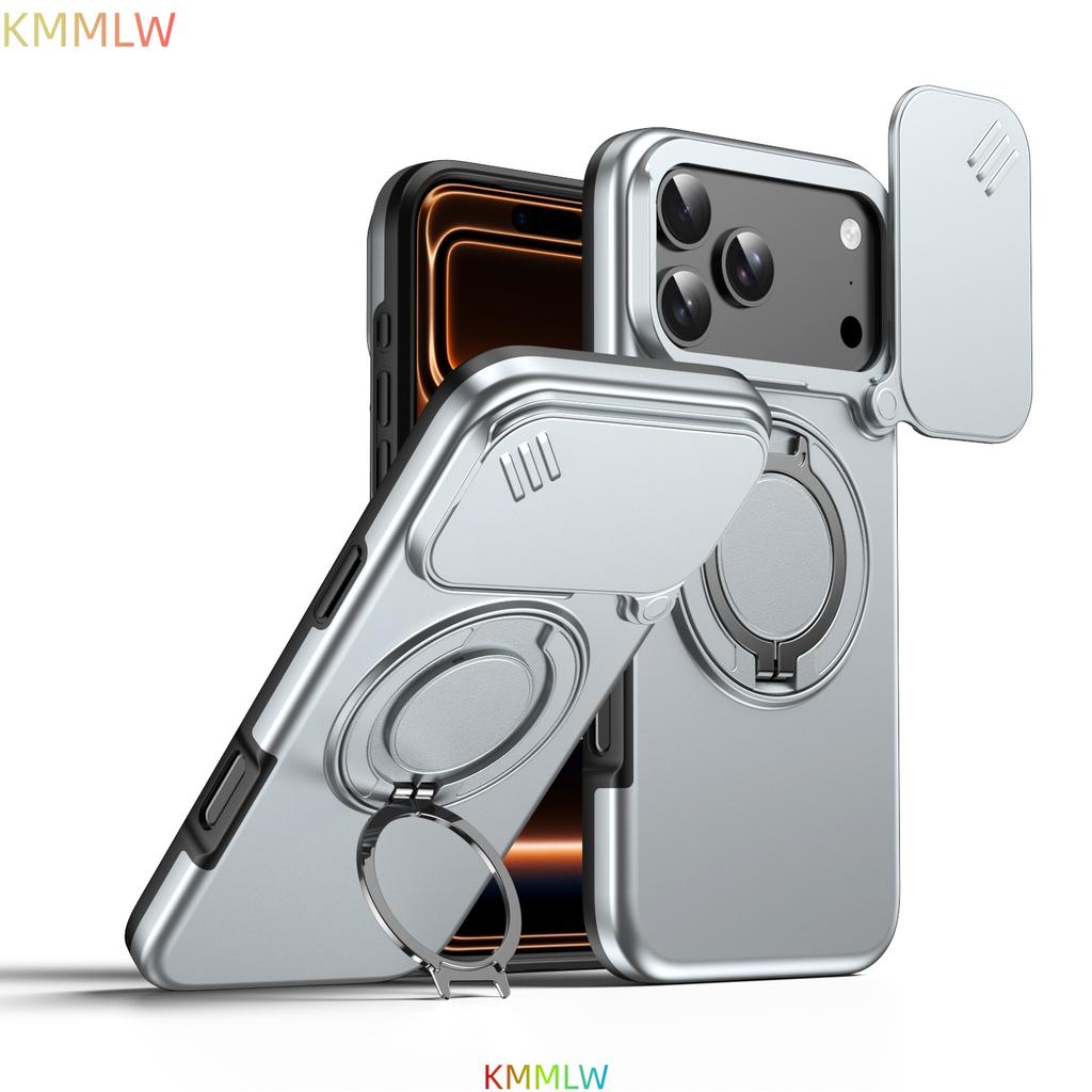 Магнитный чехол-подставка с кольцом для iPhone 17 Pro Max Защита сдвижной крышки объектива камеры ТПУ-каркас Пластиковая задняя крышка