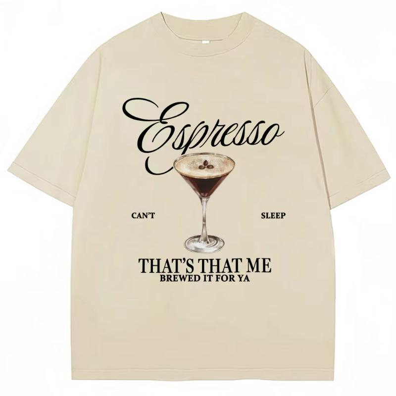 Модная футболка с принтом Sabrina Carpenter Espresso Martini Эстетичная унисекс женская футболка Свободный повседневный топ из мягкого хлопка Streetwear