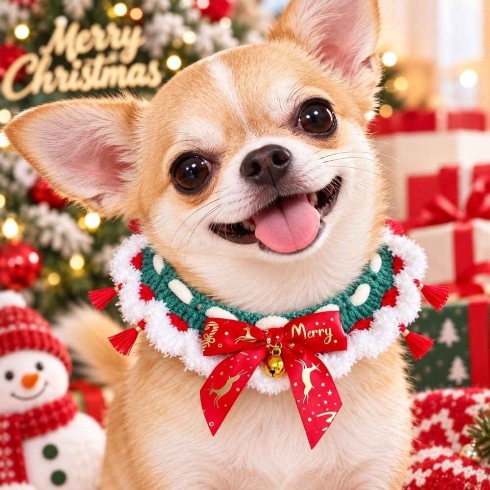 Jingle Bell Cat Bell Collar Knitted Yarn Cute Santa Hat Pet Christmas Hat Pet Party