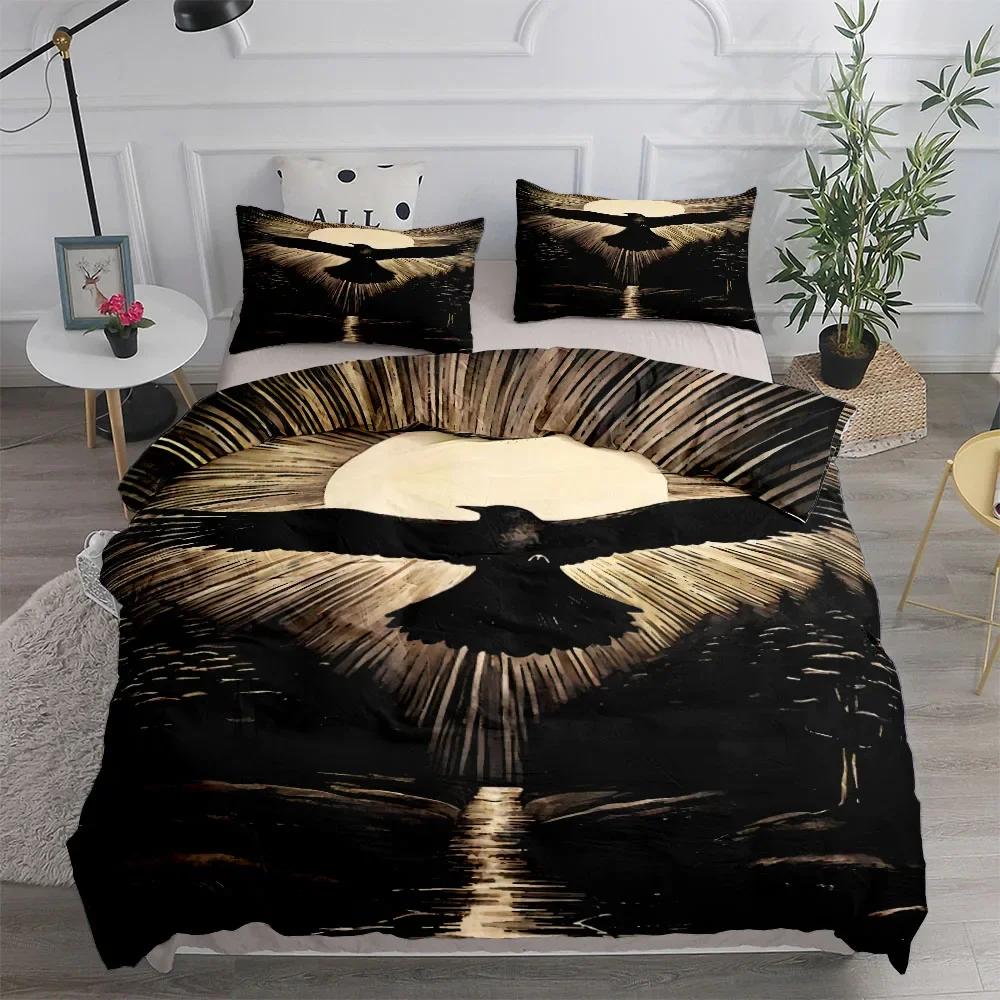 Комплект постельного белья Floral Garden Gothic Raven King Queen Double Full Twin Single Size