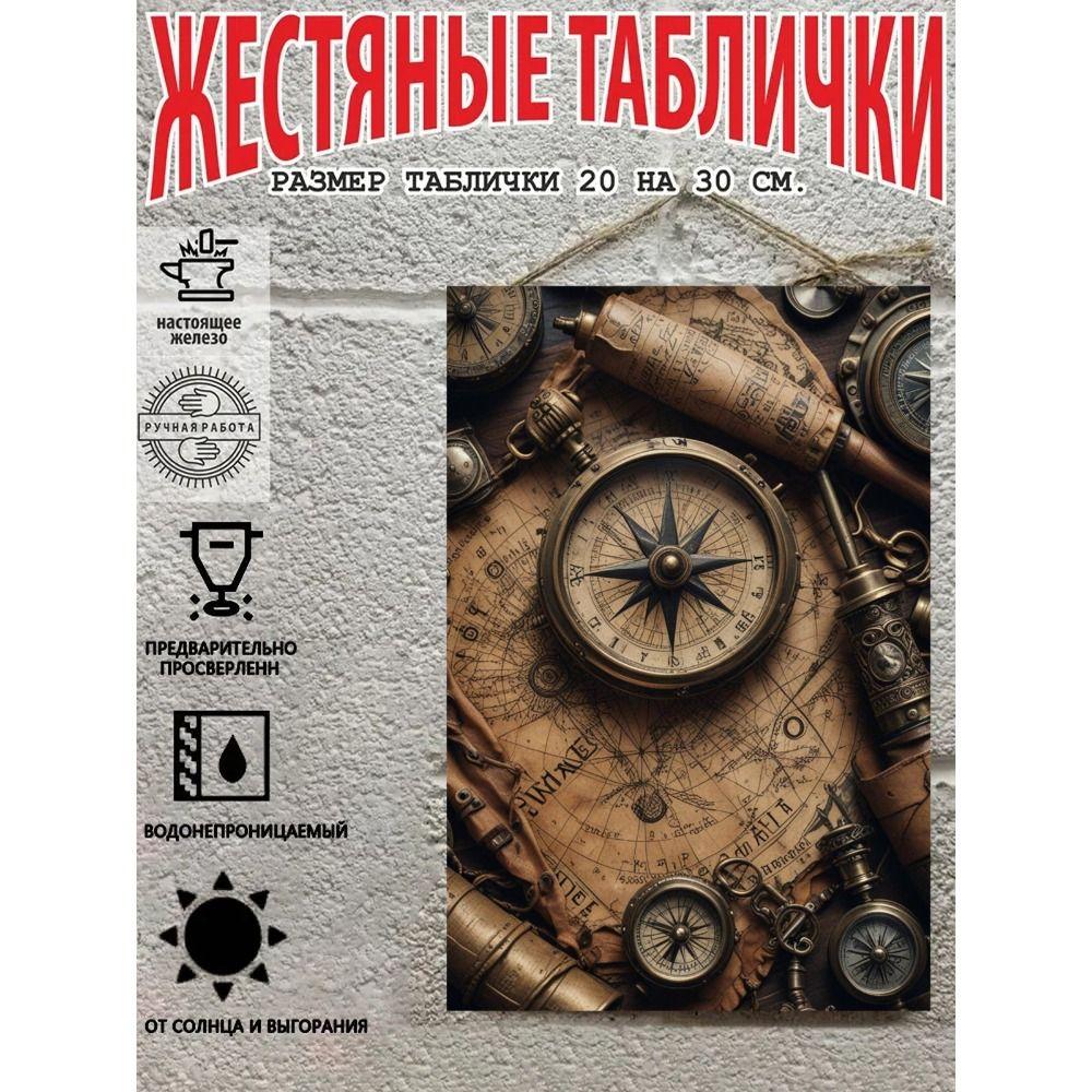 Винтажный металлический настенный плакат с пиратской и морской тематикой, 20x30 см, Декор для дома