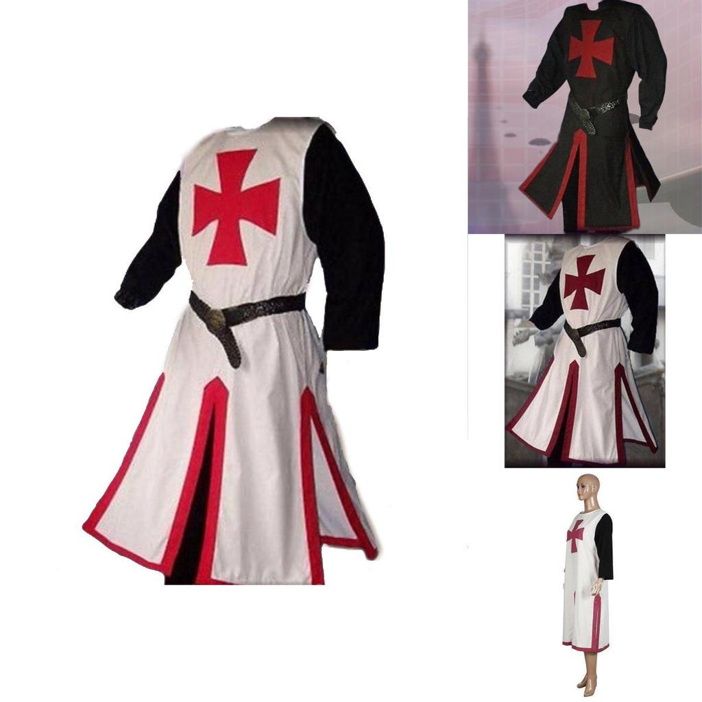 Стильный средневековый плащ тамплиера-крестоносца, костюм для косплея