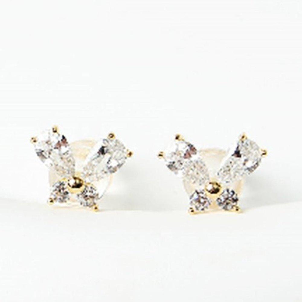 Butterfly Earrings Silver Earlobe Guest Look Guest Shape Silver 925 Gold Plated Earlobe Cinch Cubic Zirconia
