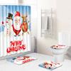 Christmas Home Shower Curtain Waterproof Polyester Cloth Toilet Floor Mat Four-Piece Set Entrance Door Mat Bedroom Living Room Carpet