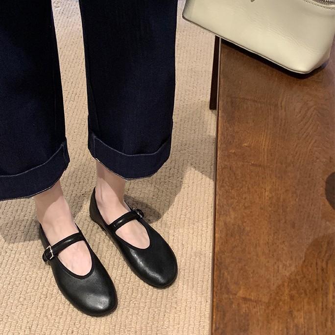 Версия из коровьей кожи~ Балетки Xiaoxiangfeng из кожи с мягкой подошвой для женщин, с ремешком через подъем, на плоской подошве, балетки Мэри Джейн, одинарные туфли, туфли с декором
