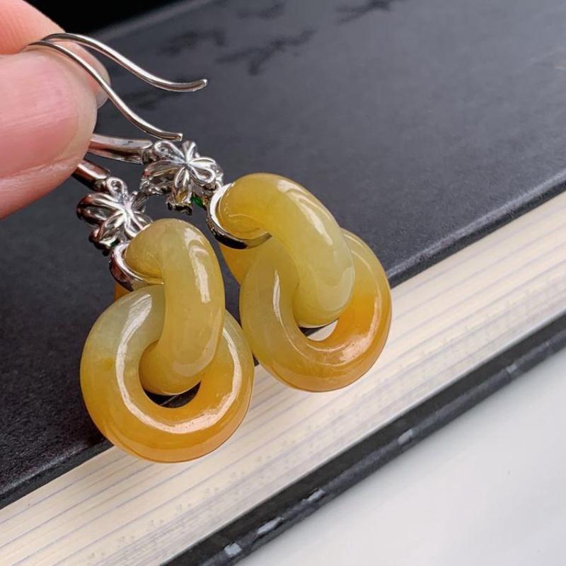 Натуральные серьги-пазлы из желтого анита для женщин, новинка в китайском стиле, инкрустированные серьги, роскошные классические украшения