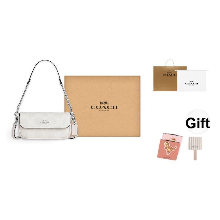 Coach Hailey 20 Logo Flap Closure Coated Canvas Crossbody Shoulder Bag Small Women bags White CAN70-SVXU5