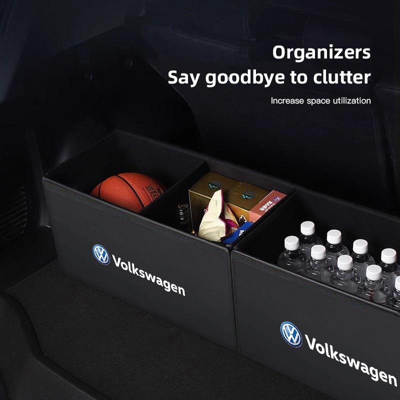 Car Trunk Leather Storage Box Auto Interior Organizer Accessories For VW GTI Polo Golf Passat Tiguan Arteon Touareg Taigo Caddy