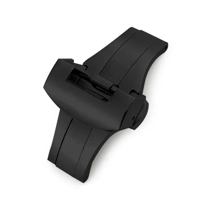 22mm 20mm stainless steel butterfly buckle folding clasp for Panerai silver black deployment button for rubber  watchband