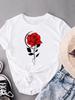 (Asian Size) Lovely Flower Trend Cute Women's Top Fashion T Clothing Print Female Casual Short Sleeve T-shirts Graphic Tee