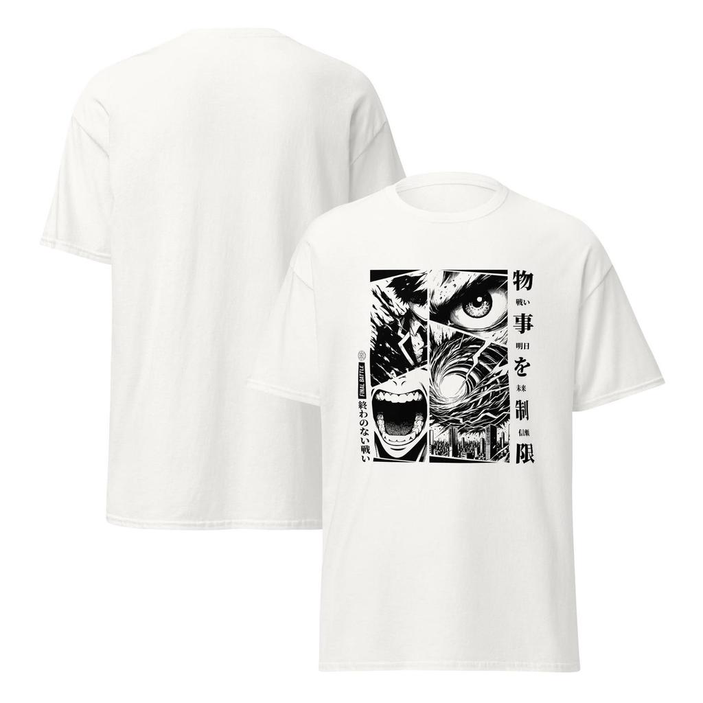 Final Battle T-Shirt, Retro Anime Biker Graphic Tee, Intense Showdown Scene Shirt, Japanese Manga Style Action Unisex Tee