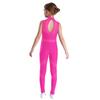 Girls Figure Skating Gymnastics Dance Jumpsuit Sleeveless Mesh Patchwork Shiny Rhinestone Full Body Leotard Rompers