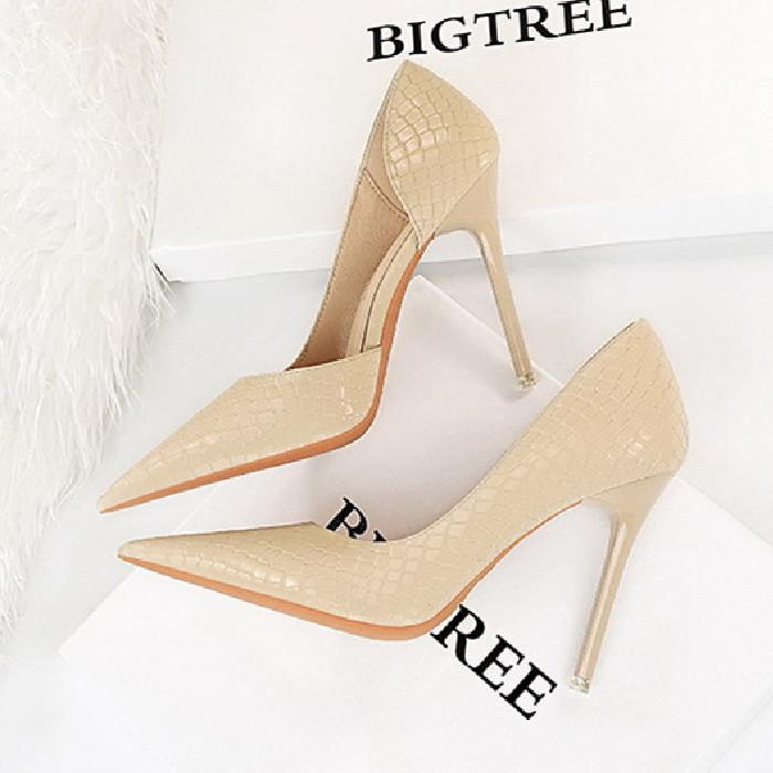 Bigtree Сексуальные туфли на очень высоком тонком каблуке в европейском и американском стиле, одинарные туфли на высоком каблуке с неглубоким ртом и сбоку, в стиле ретро со змеиным узором