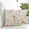Set of 4 Spring Floral Throw Pillow Covers 18x18 Inches,Soft Linen Cushion Cases with Wildflowers Plants and Butterfly Garden Design for Couch Sofa