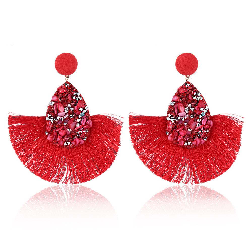 New Fashion Jewelry Charm Crystal Glitter Sequins  Dangle Tassel Earrings Fringe Drop Teardrop