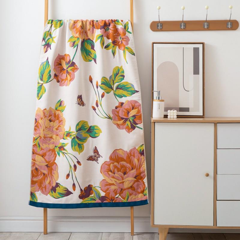 Extra Large Cotton Gauze Cartoon Bath Towel - Soft, Quick-Drying for Adults & Kids