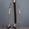 Women's Summer Printed Long Shirt Dress C Loose Fit Plus Size Color-Block Tunic Casual Boho Style