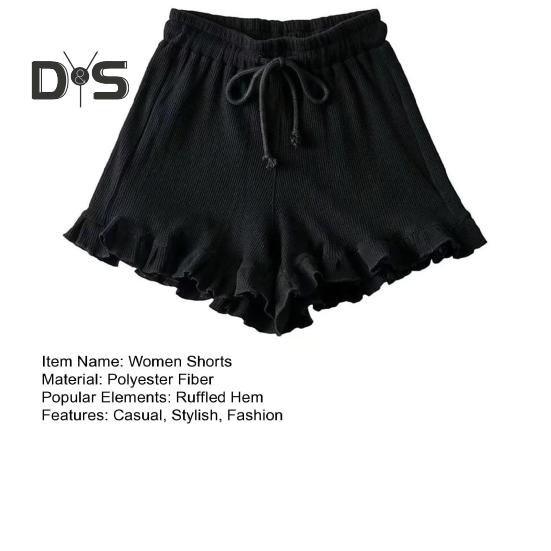 Женские шорты из вафельного трикотажа с эластичной резинкой на талии, шорты с оборками, широкие струящиеся шорты, повседневный летний наряд для отдыха