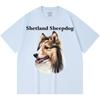 Футболка из 100% хлопка плотностью 230 г/м2 с принтом шетландской овчарки, забавная футболка из чесаного хлопка в стиле Харадзюку