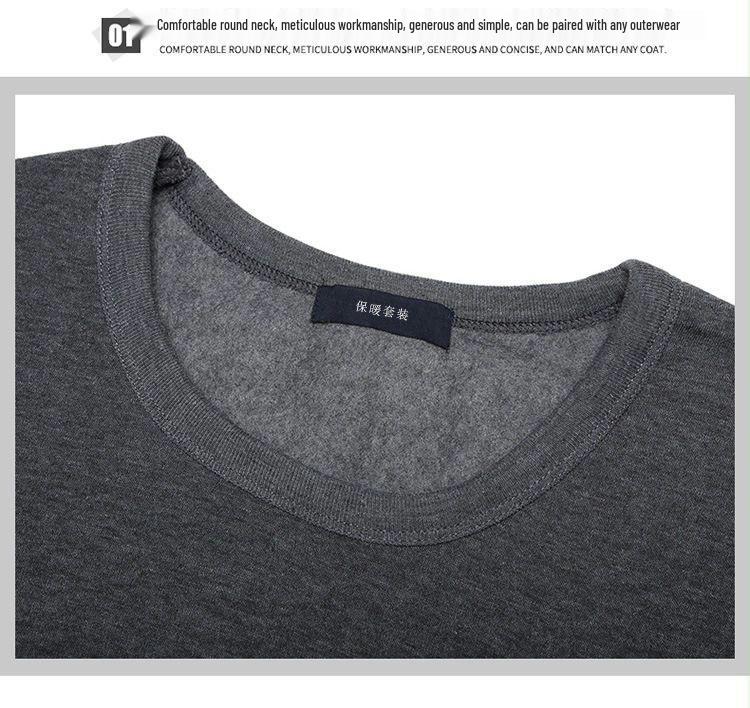 Мужской теплый комплект термобелья на флисовой подкладке: Хлопковый свитер базовый слой и толстые брюки для осени/зимы