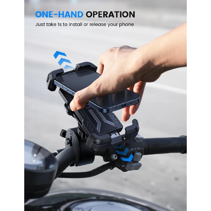 Lamicall Motorcycle Phone Mount Holder - [Dual Vibration Dampener] [Upgrade Handlebar Clip] Motorcycle Cell Phone Holder, Bike Phone Mount, Fit