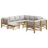 VidaXL Garden Lounge Set 10 Pcs with Light Grey Cushions Bamboo, Lounge Set, Outdoor Lounge Set 3155096