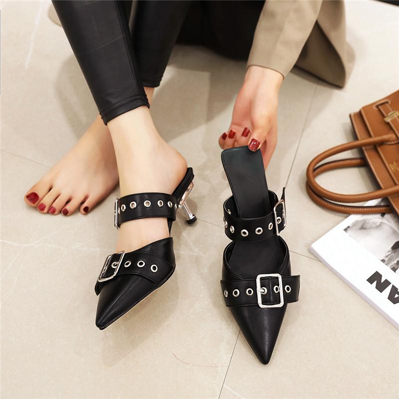 Женские туфли на высоком каблуке, летние, новые, в европейском и американском стиле, сексуальные, на маленьком тонком каблуке, большого размера, туфли Muller