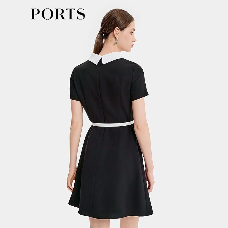 Ports Платье-трапеция с круглым вырезом, с поясом на талии, в стиле колор-блок