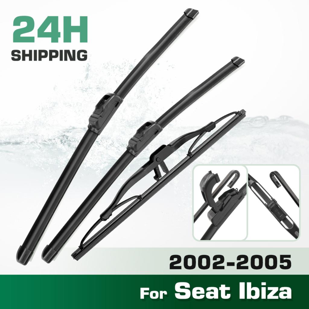 For Seat Ibiza 2002-2005 2003 2004 Wiper Front & Rear Wiper Blades Windshield Windscreen Window Brushes 21"+19"+14