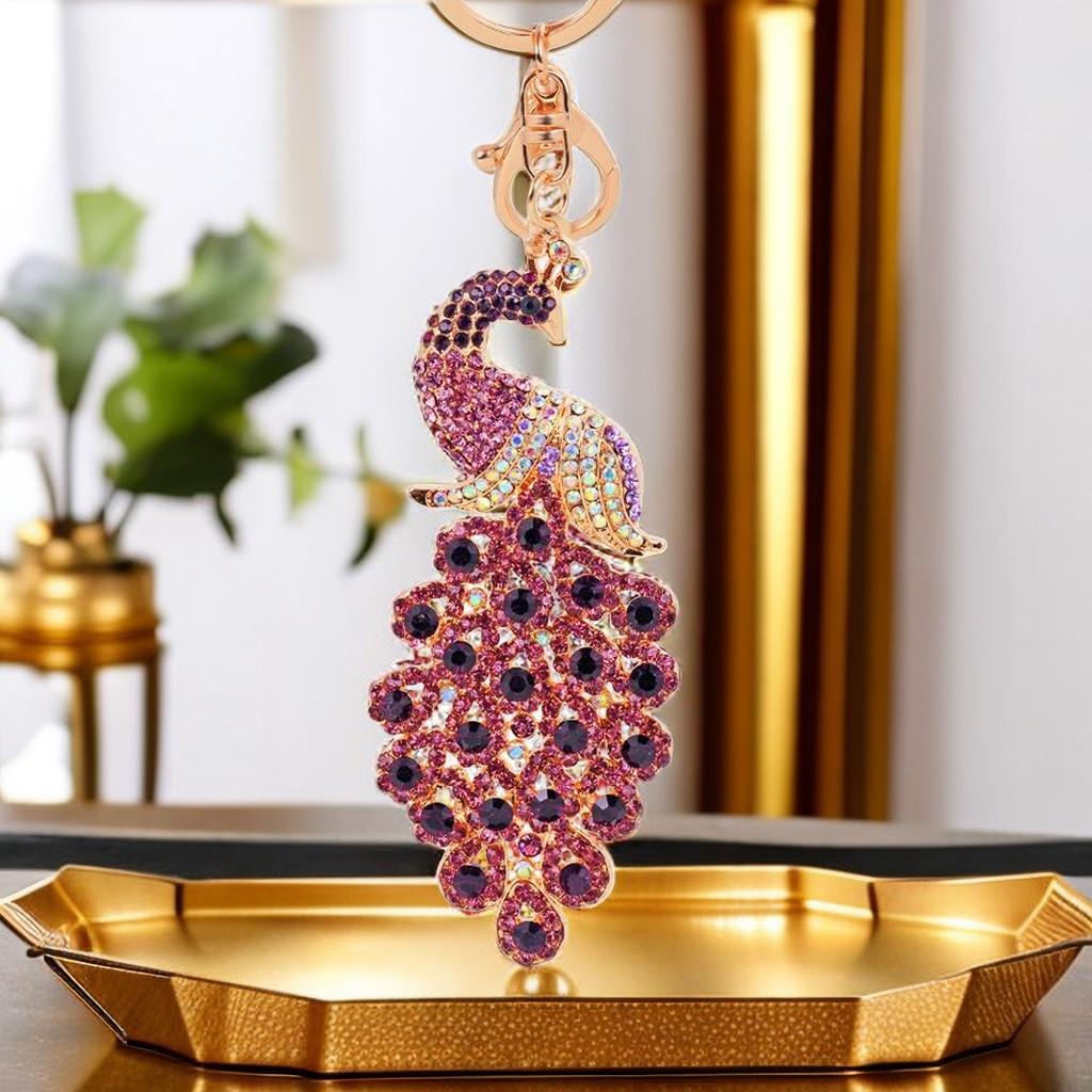 Изысканный металлический брелок с павлином из страз, очаровательный шарм для сумки, креативный аксессуар, подарок
