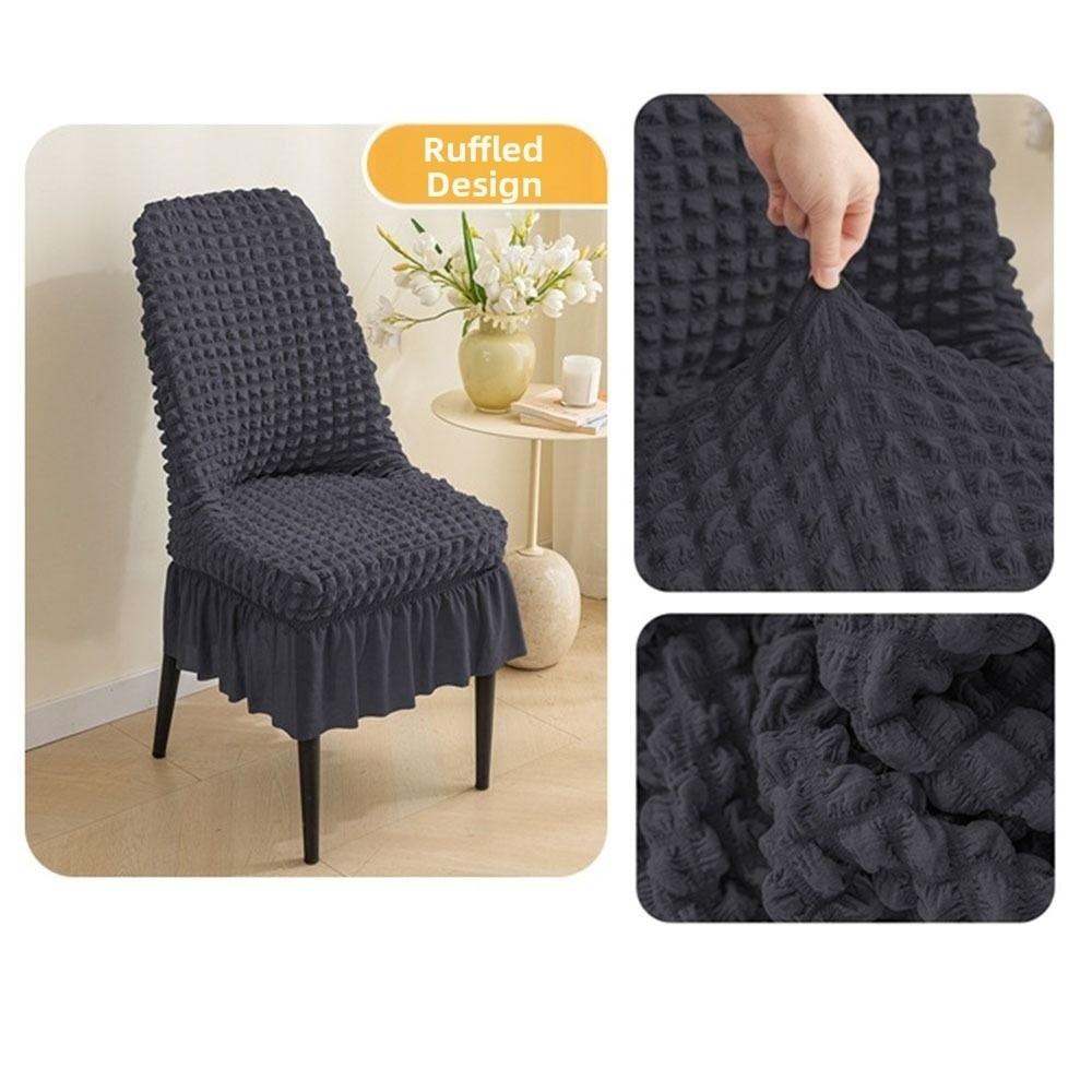 Breathable Elastic Chair Cover Wrinkled Fabric Full Wrap Stool Cover Dining Chair Cover Kitchen