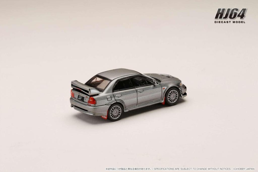 Hobby Japan HJ64 Scale Mitsubishi Lancer GSR Evolution 6 CP9A 1999 with Mud Titanium Gray Finished Model 1/64 Flaps, Metallic/Custom Color,