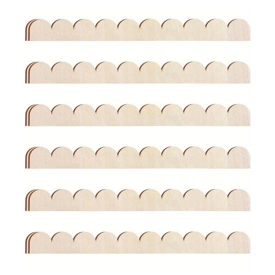 Yousheng 6/12Pcs Unfinished Scalloped Wood Border Trim Farmhouse Home DIY Crafts Wall Cabinet Shelf Door Window Frame Scalloped Edge Decorative Wood