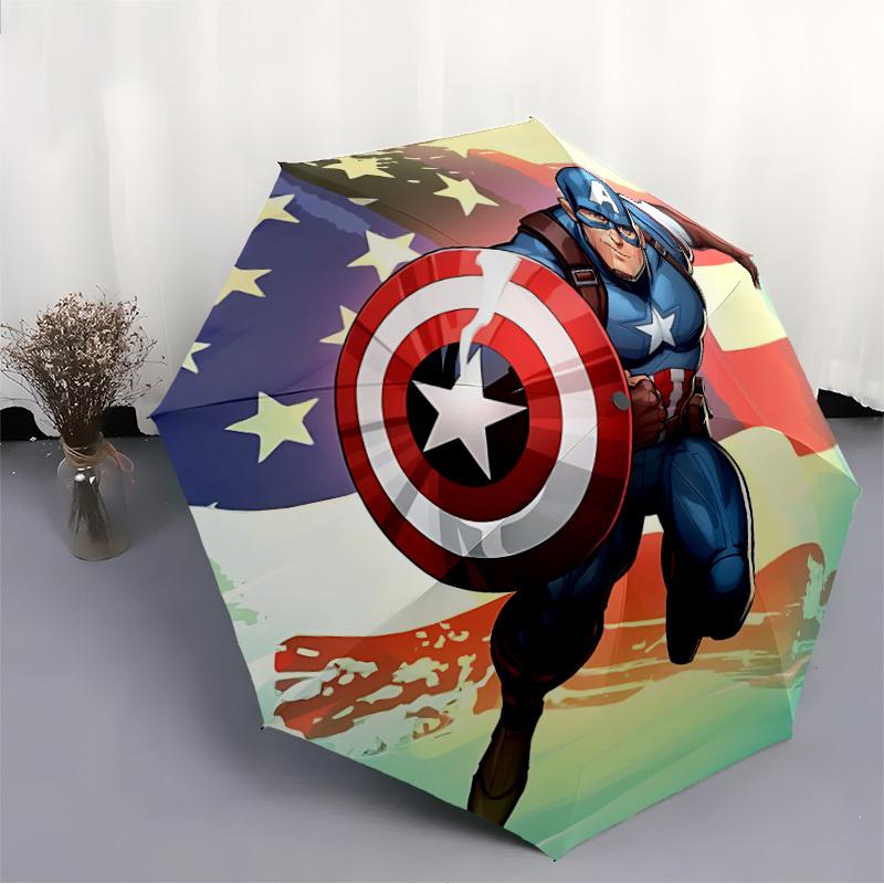 1pc Captain America, Shield Automatic Folding Umbrella - Sturdy 8-Rib Polyester Canopy,Sun-Defying Travel Companion yy251023142