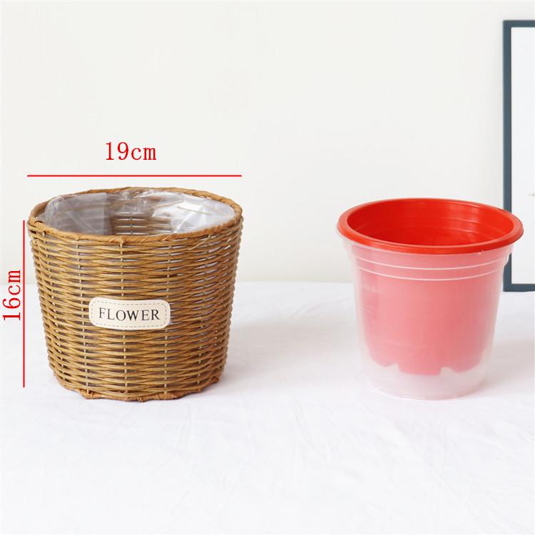 Handmade Pastoral Woven Rattan Flower Basket for Creative Arrangements and Succulent Decorations