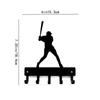 Baseball Batter Sport - Key Hooks Holder - 6 Inch Wide Metal Wall Art Iron Crafts, Decorative Organizer for Sports Enthusiasts