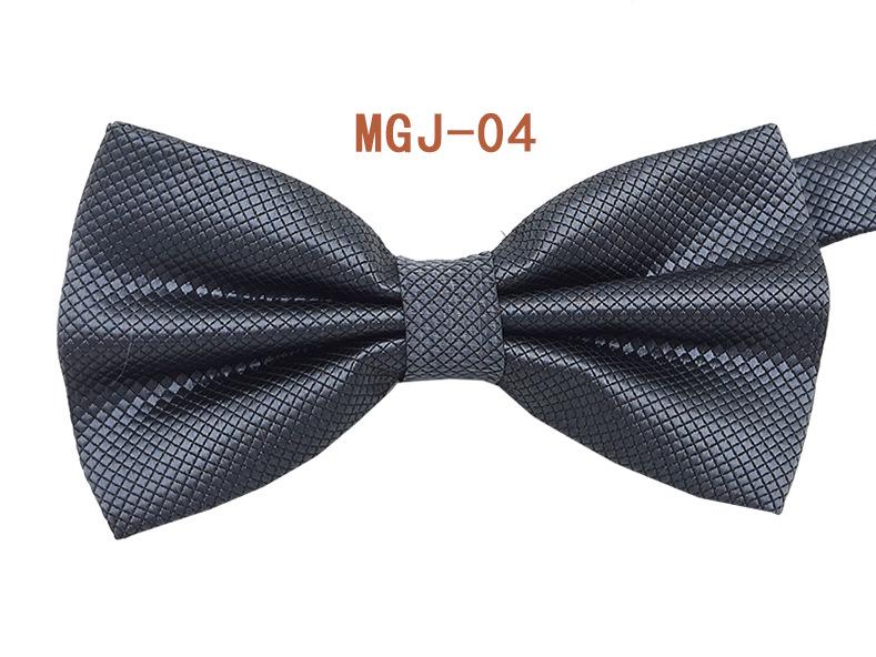 Men's Solid Black Double Layer Bow Tie - British Cube Grid, 27 Colors Available for Formal Events and Weddings.