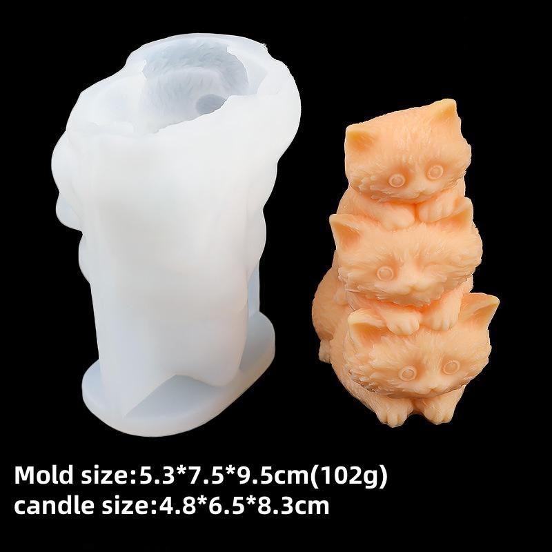 3D Кошка Свеча Силиконовая Форма Сделай Сам Собака Складывание Музыка Ароматерапия Свеча Ручной Работы Подарок Китти Гипс Смола Ювелирная Форма